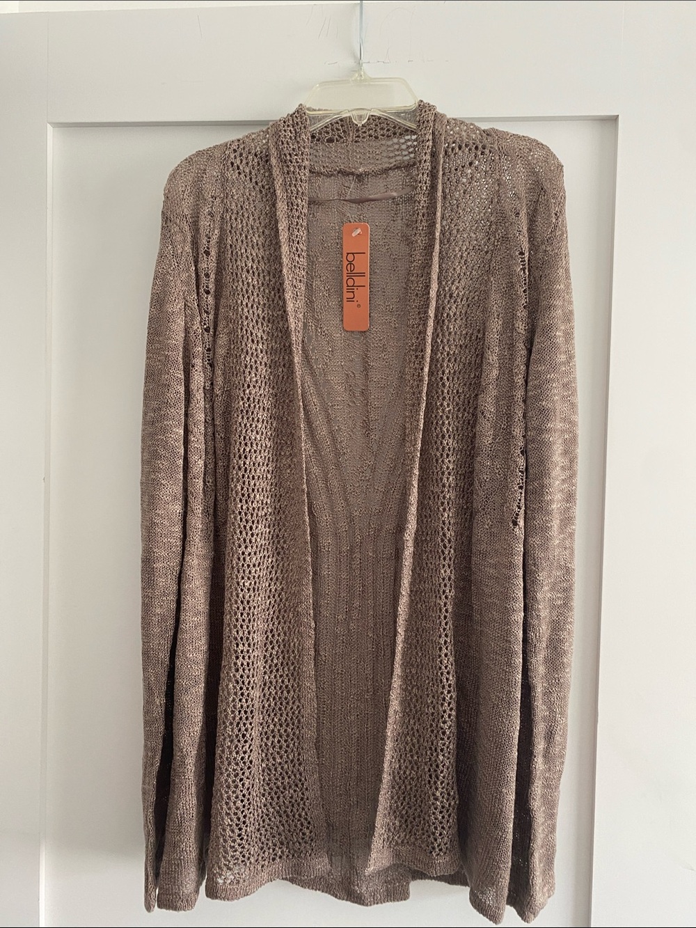 Belldini Light Taupe Open-Knit Cardigan